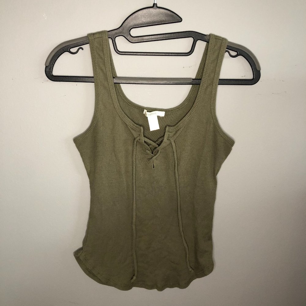 Olive Green Crop Tank Top